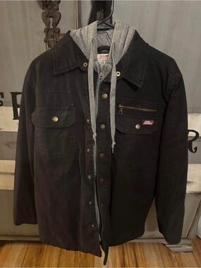 Dickies Black Work Jacket with Gray Hooded Liner